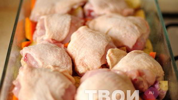 курица в кофейной глазури, запеченная с овощами