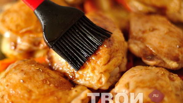 курица в кофейной глазури, запеченная с овощами