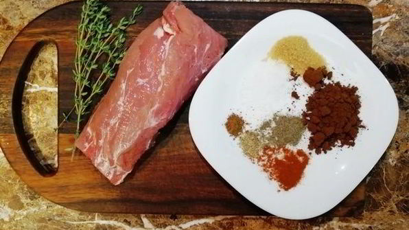 свиная вырезка в кофейной панировке с пастой