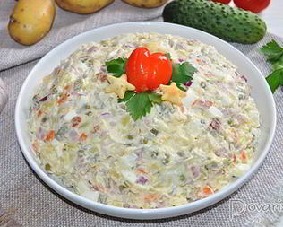 Оливье с копченым мясом