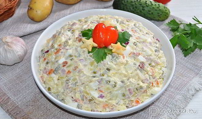 Оливье с копченым мясом