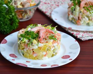 Оливье с креветками