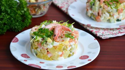 Оливье с креветками