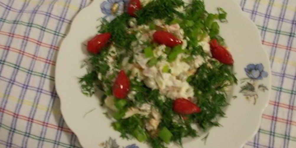 Рецепт оливье с морковью, бужениной и зеленым луком