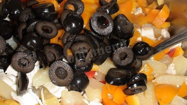 салат new оливье с ананасом и болгарским перцем