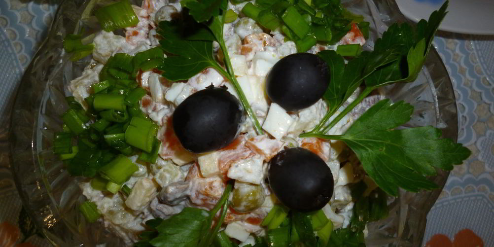 Рецепт салата оливье с яблоками