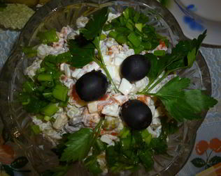 Салат Оливье с яблоками