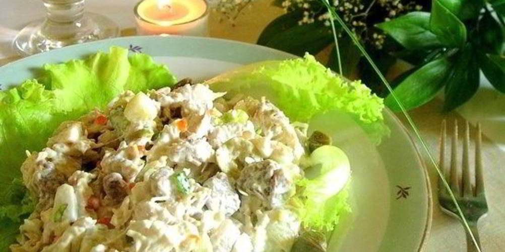 Рецепт салата оливье с языком