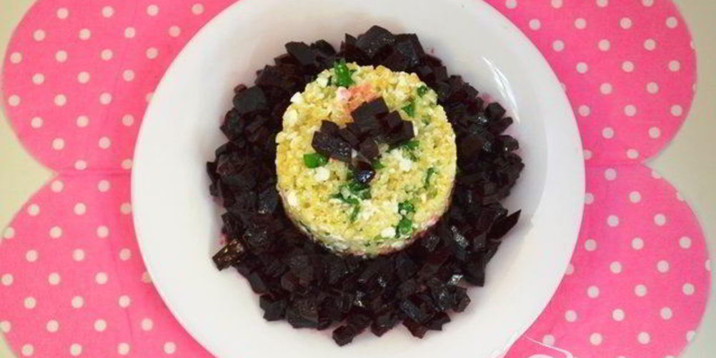 Рецепт салата из булгура, свеклы и зернистого творога