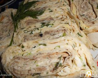 Рулет из лаваша Мимоза