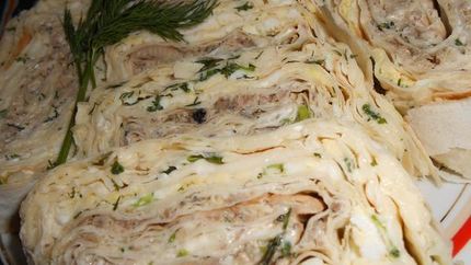 Рулет из лаваша Мимоза