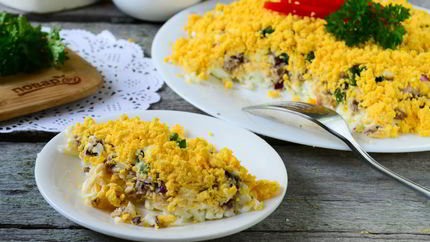 Салат Мимоза классический слоеный