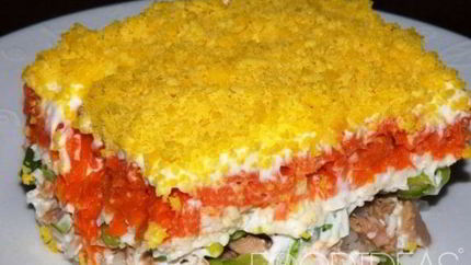 Салат Мимоза с горбушей