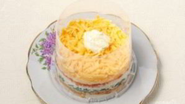 салат мимоза с рисом и сыром