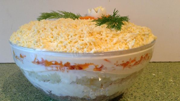 салат мимоза с сайрой