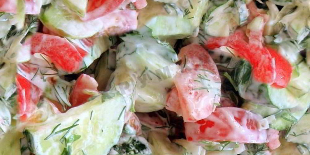 Рецепт салата огурцы, помидоры с майонезом