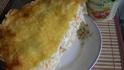 Куриное филе под шубой с картофелем