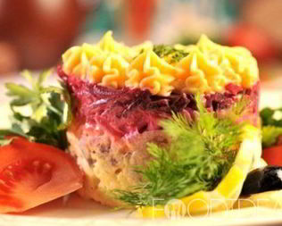 Сельдь под шубой с яблоками