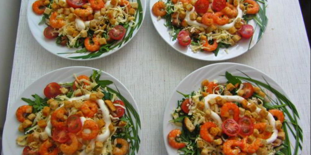 Рецепт цезаря с тигровыми креветками