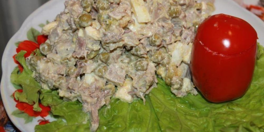 Рецепт салата язык картошка зеленый горошек