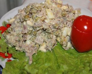 Салат язык картошка зеленый горошек