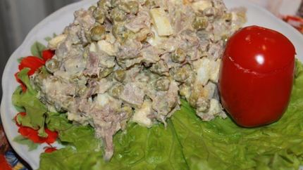 Салат язык картошка зеленый горошек