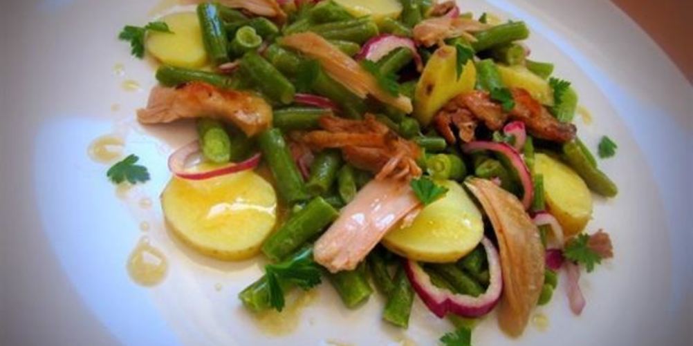 Рецепт салата из спаржевой фасоли под соусом винегрет