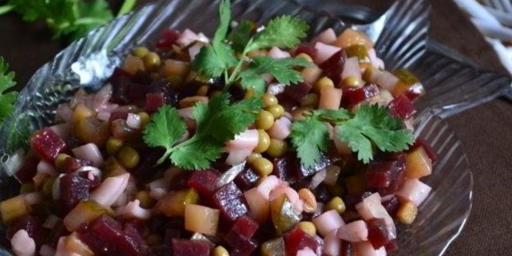 Рецепт винегрета с кальмарами