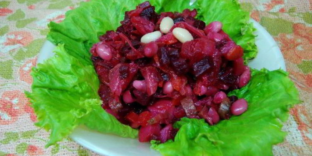 Рецепт винегрета с консервированной фасолью и квашеной капустой