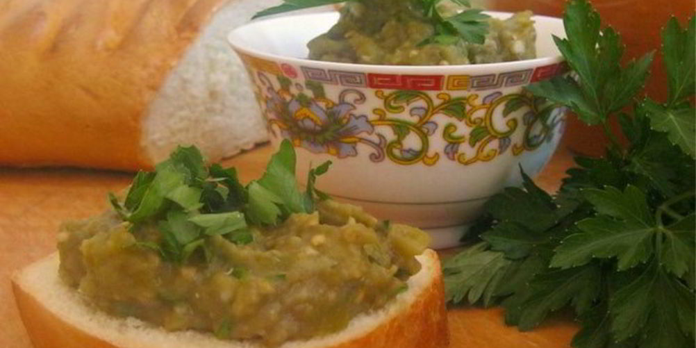 Рецепт дипа из запеченных баклажанов и перца