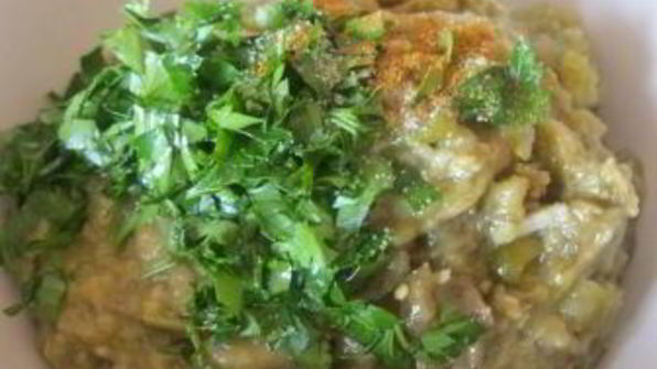 дип из запеченных баклажанов и перца