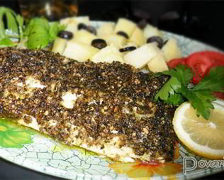 Рыба, запеченная под соусом Песто