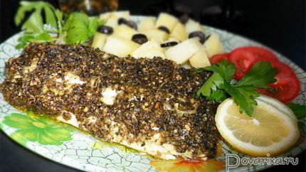 Рыба, запеченная под соусом Песто