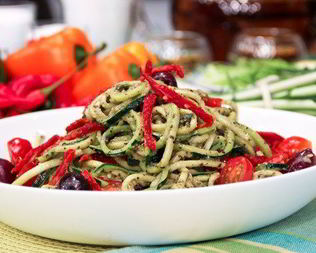 Спагетти из цукини с соусом песто