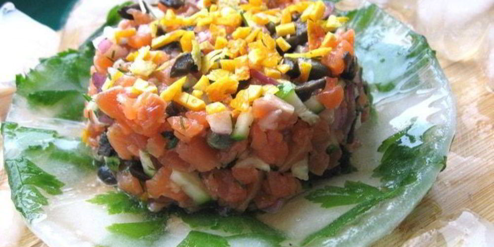 Рецепт тартара из форели в ледяном хрустале