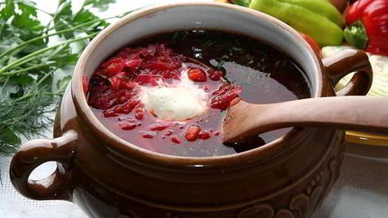 Борщ с грибами и фасолью