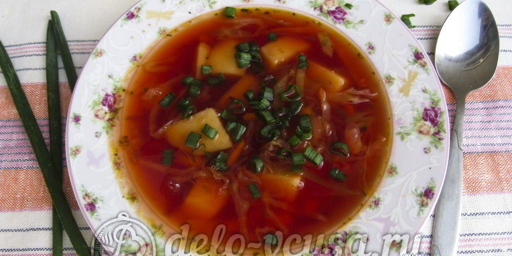 Рецепт красного борща с фасолью