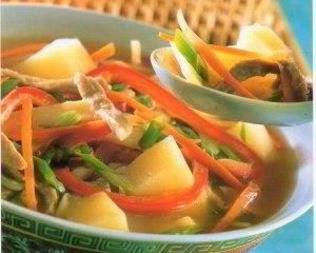 Китайский бульон с картофелем и свининой