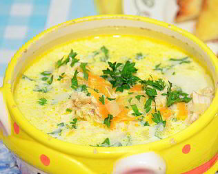 Суп с плавленным сыром