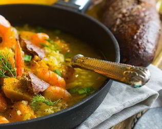 Тыквенный суп с бульоном и крупами