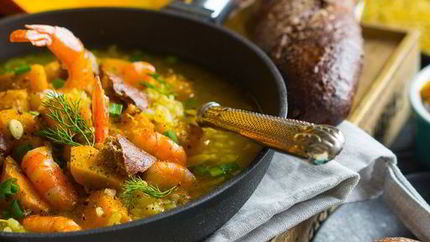 Тыквенный суп с бульоном и крупами