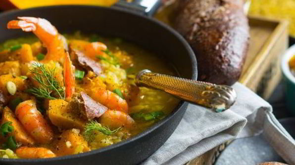 тыквенный суп с бульоном и крупами