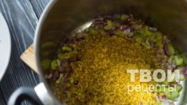 тыквенный суп с бульоном и крупами