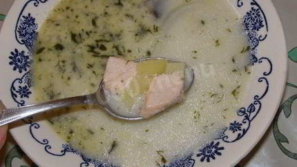 Финский рыбный суп Лохикейтто из семги со сливками