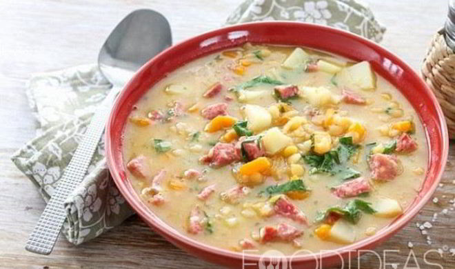Гороховый суп с колбасой