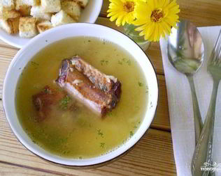 Гороховый суп с копченостями в мультиварке