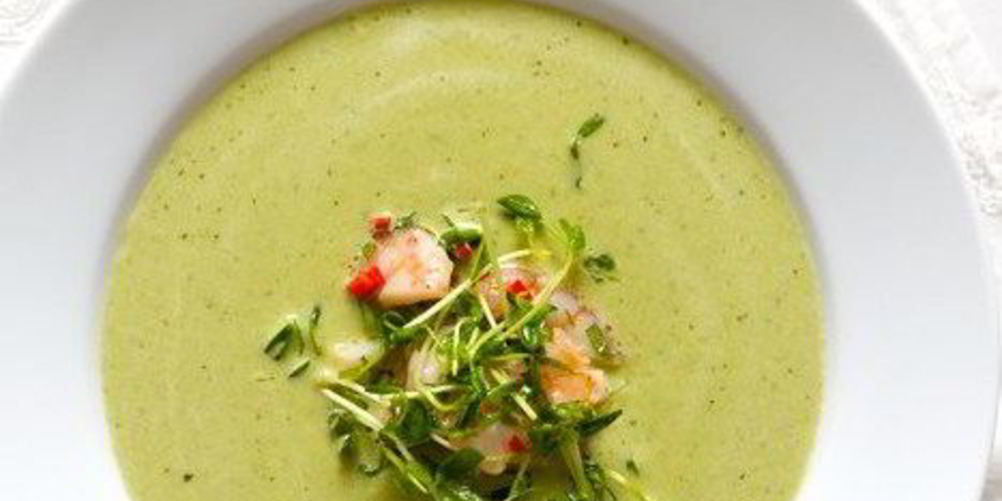 Рецепт холодного горохового супа с креветками