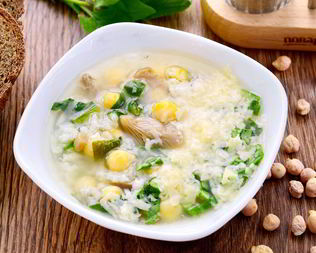 Суп из шпината и бараньего гороха