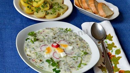 Холодник из щавеля на кефире