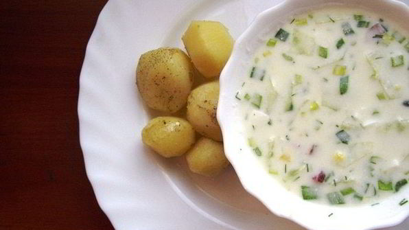 окрошка на кефире — легкий холодный суп